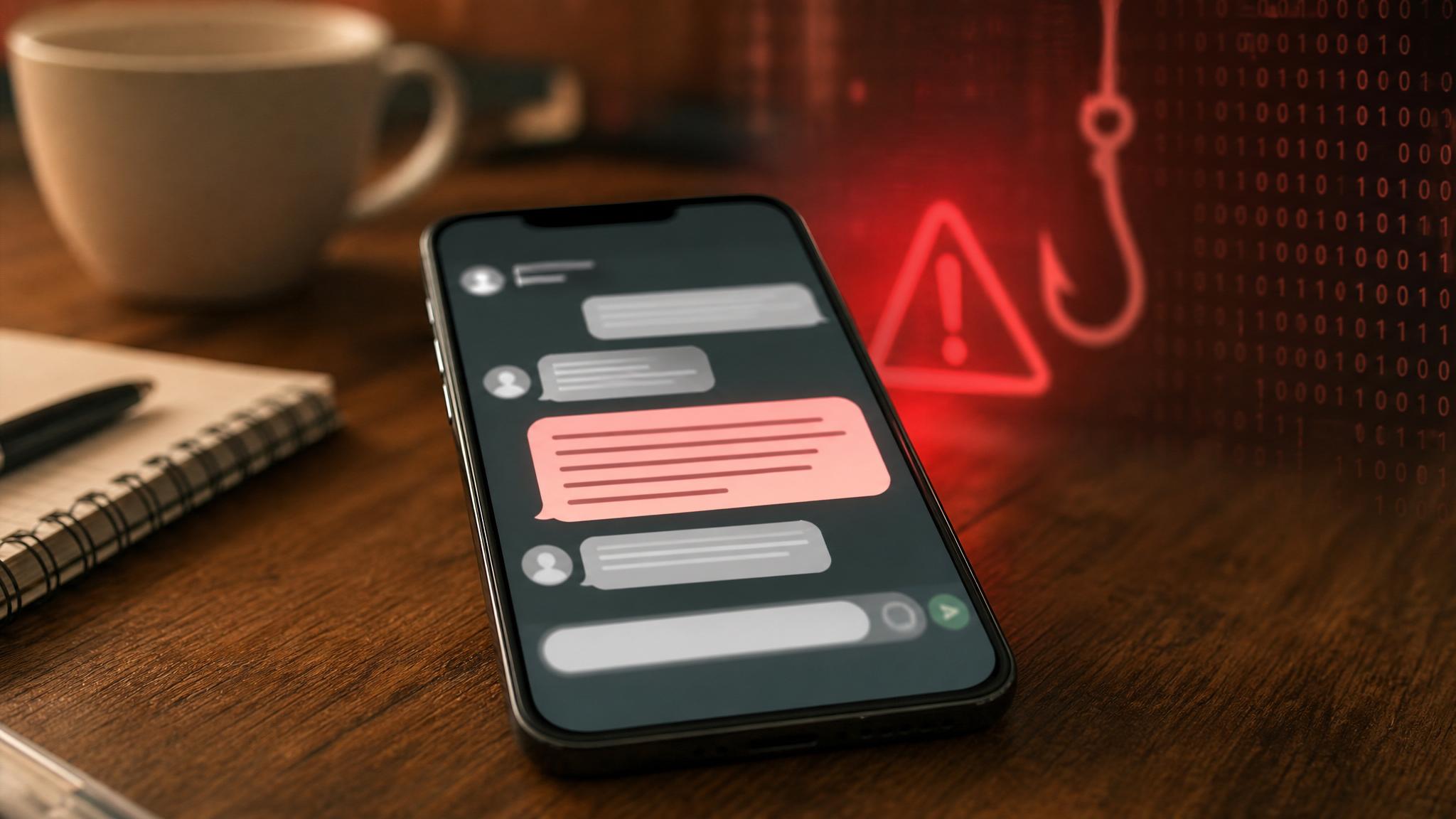 Teléfono con mensaje sospechoso de la estafa del hijo por WhatsApp y SMS